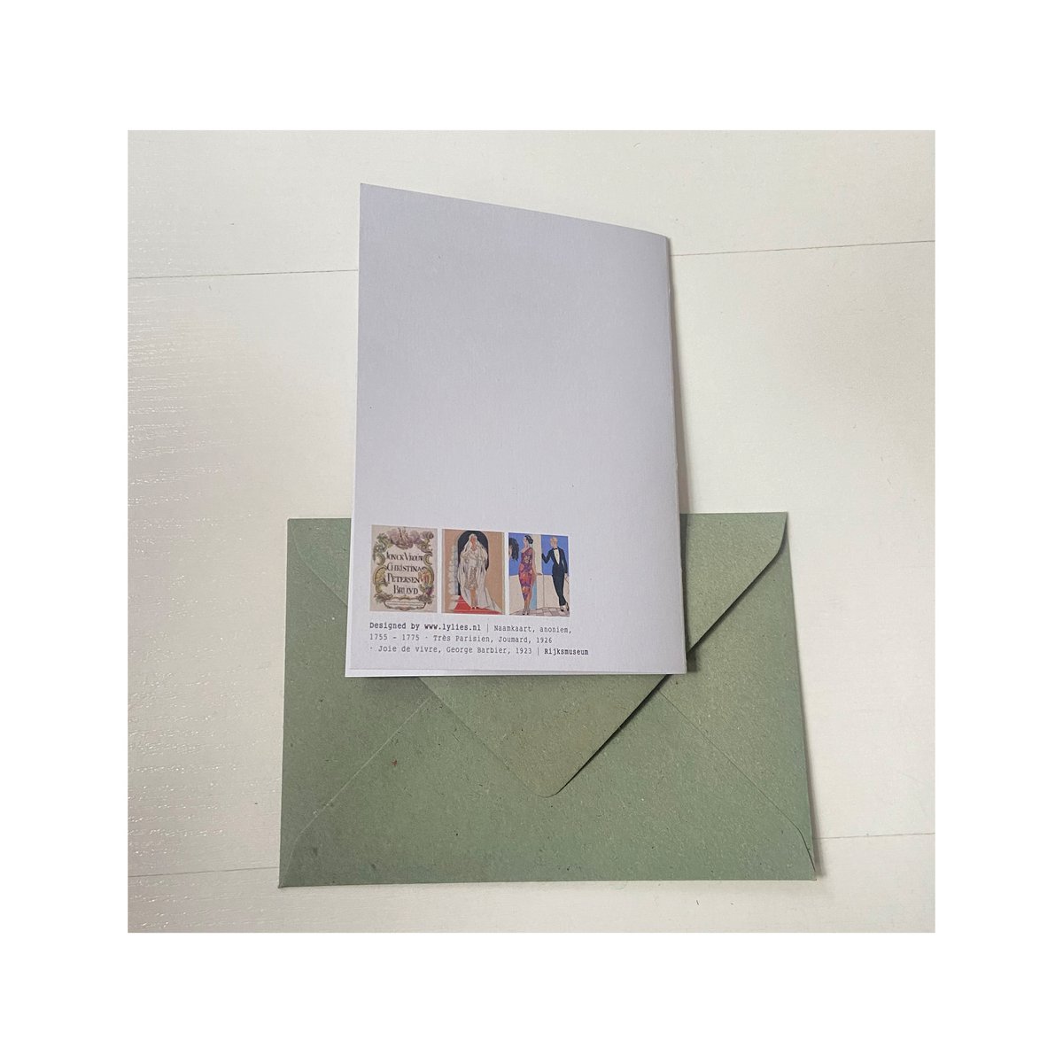 Wenskaart gevouwen (A6) in envelop trouwen Museum-collectie