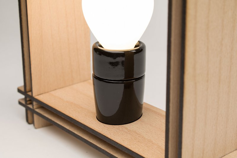 Hashtag LAMPA nr. Buk 1 kwadratowy – Minimalistyczna lampa stołowa z funkcją ściemniania – prezent na Boże Narodzenie