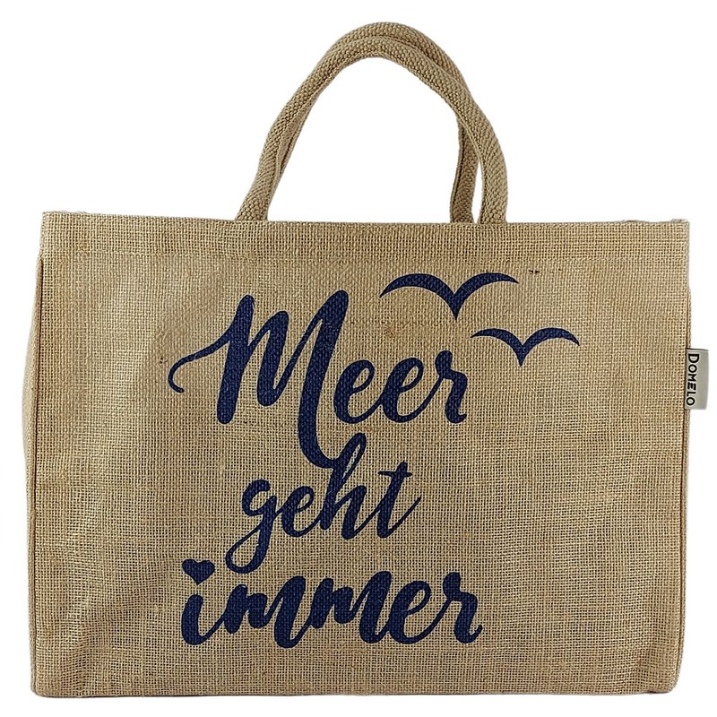Domelo jute taske indkøbspose. Jute shopper taske. Stort vand -repellent indkøbskurv/ strandpose. Badepose XXL/ indkøbspose gaver til kvinder.