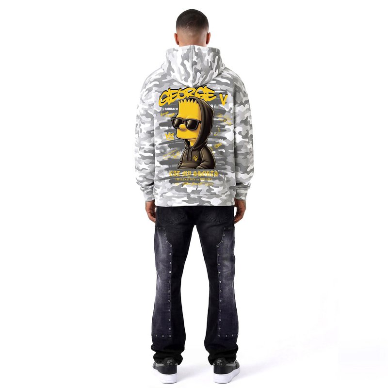Kapuzenpullover mit Bart-Print Weiß