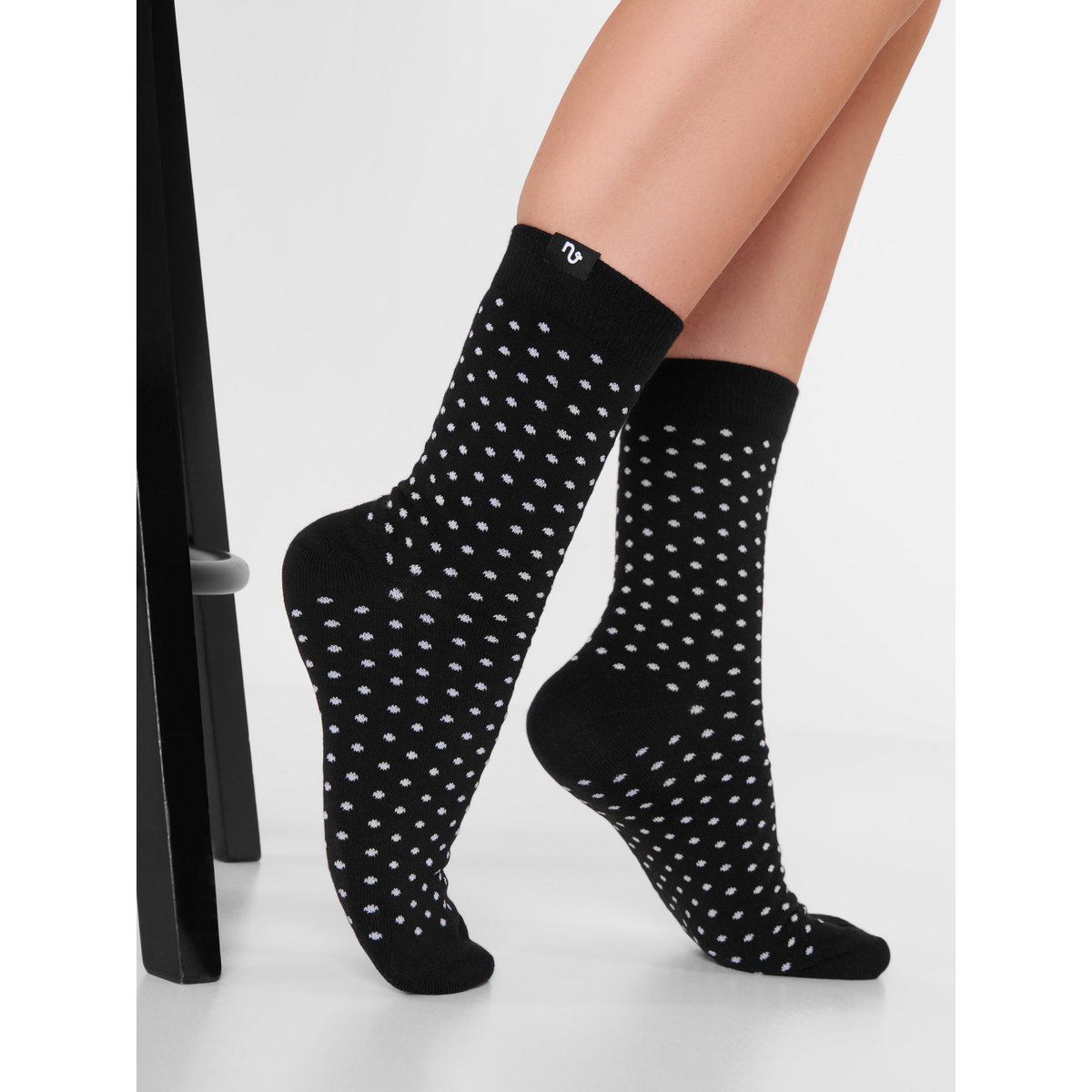 Calzini organici a pois - Calzini neri con pois bianchi