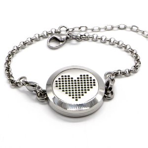 Aromatherapy Bracelet – Pixel Heart – Stainless Steel Design – Blotters Provided – Aromatherapy Accessory – Gift Idea