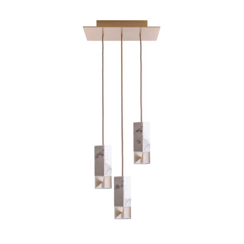 Lamp/One Calacatta Marble Trio Chandelier