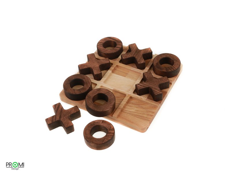 Wooden Tic Tac Toe game, Wood tic-tac-toe board game