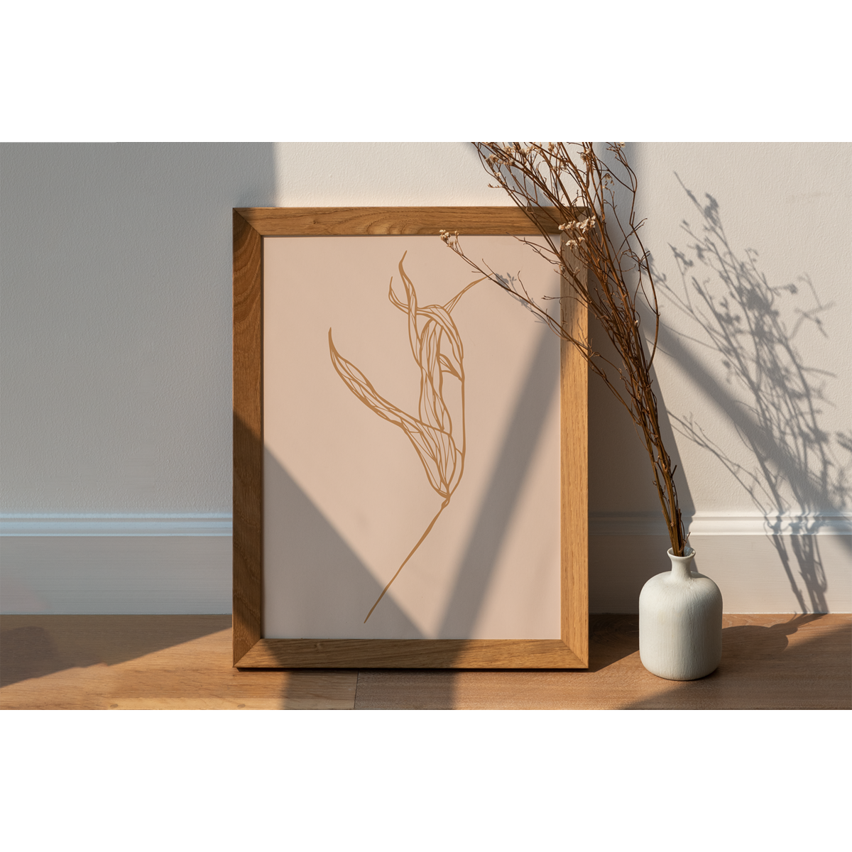 Minimal Nude Leaf Branch Boho Poster