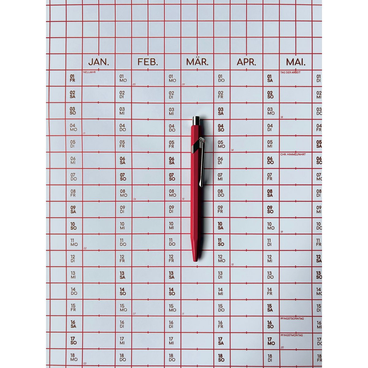 Planificador anual 2027, calendario a cuadros, calendario de pared, calendario grande 60 x 60
