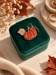 Zucca - Velvet Jewelery Box with Jewel Brooch