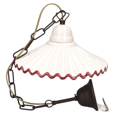 Pendant chandelier d 30 cm pink edge with ceramic chain