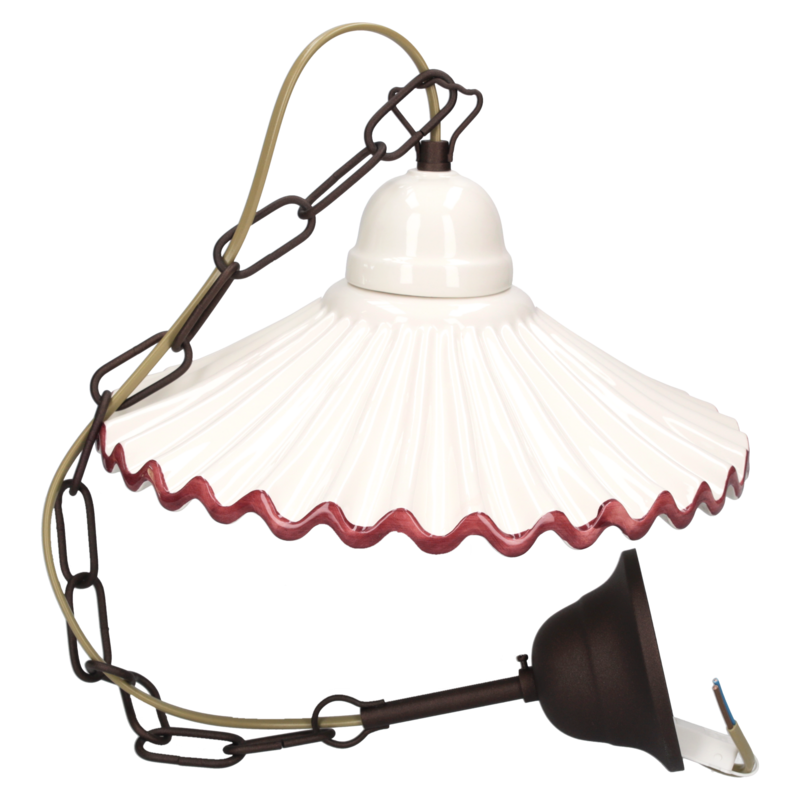 Pendant chandelier d 30 cm pink edge with ceramic chain