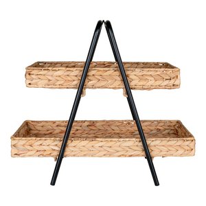 Alfaro Tray - Natural/Black, Water Hyacinth, Metal, 42x23x43.5cm