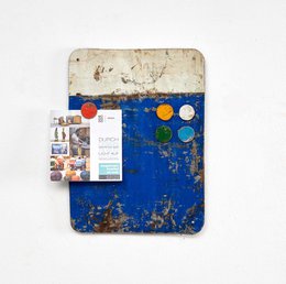 Magnetic board made from recycled oil drums with 5 colorful magnets