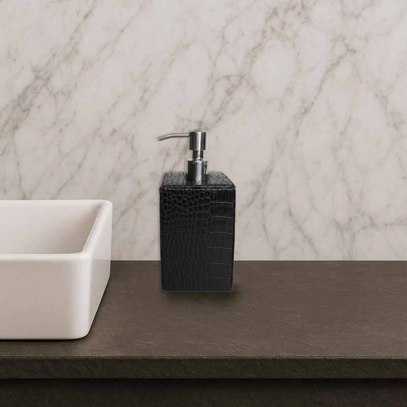 Soap dispenser faux leather crocodile black dispenser imitation leather