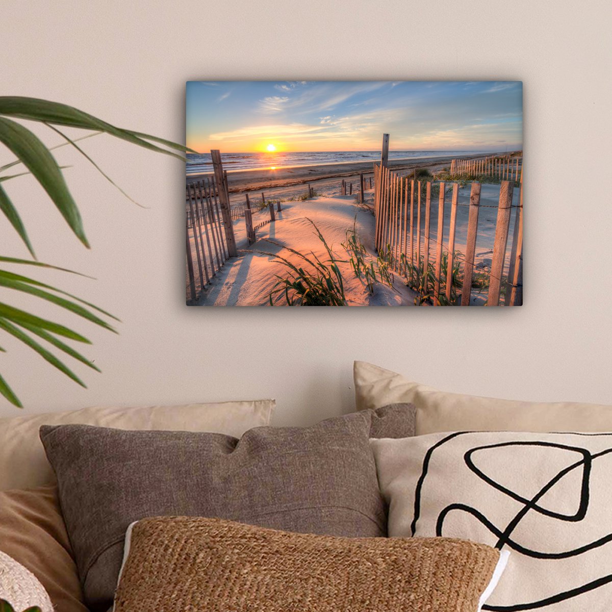 Leinwand Malerei - Wanddekoration - Strand - Meer - Dune - Sonnenuntergang - Landschaft