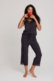 Bambusspitze Cami Cropped Hosen Pyjama Set in Raven