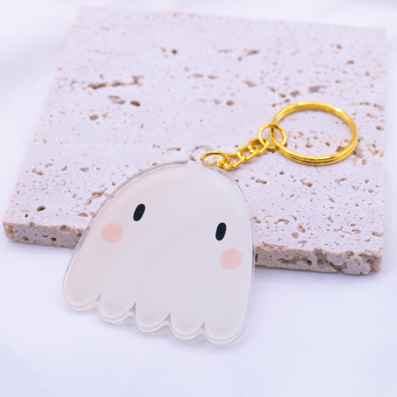 Keychain Ghost Halloween made of acrylic - gift autumn key ring moving in sweet ghosts