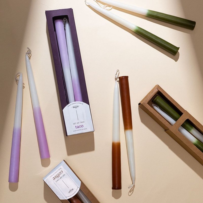Tapered Candle | Ombr dipped Taper Ceramic Taro