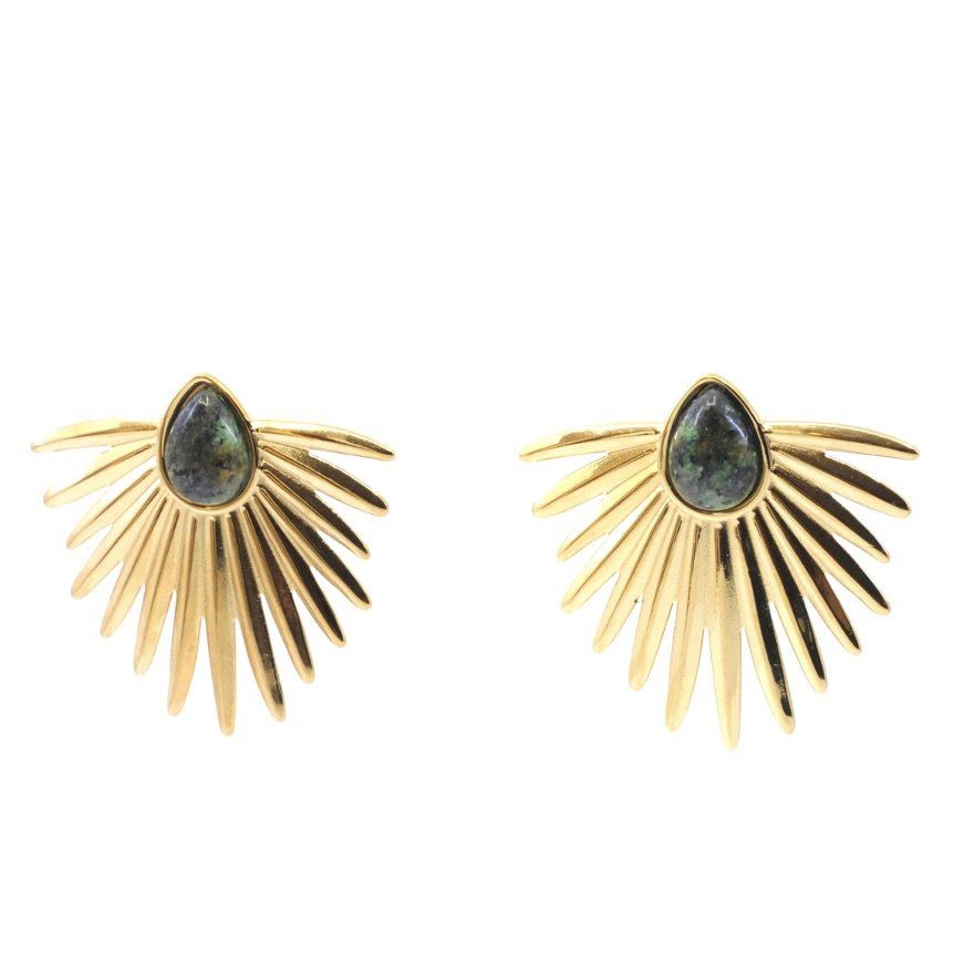 Stalen bungelende cabochon drop radius oorbellen