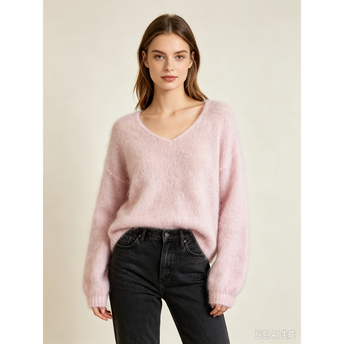 Mohair trui met V-hals REF. 7714