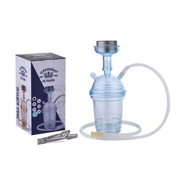 Shisha-Komplettset – ideal für Reisen, Strand, Festivals – Shisha mit Silikonschlauch, Zange, Wasserpfeife, komplettes modernes Acrylglas-Set