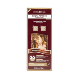 Surya Brasil Henna Hair Dye Powder in Mahogany, a natural hair coloring product made from henna powder. Provides rich, vibrant color and conditions hair.