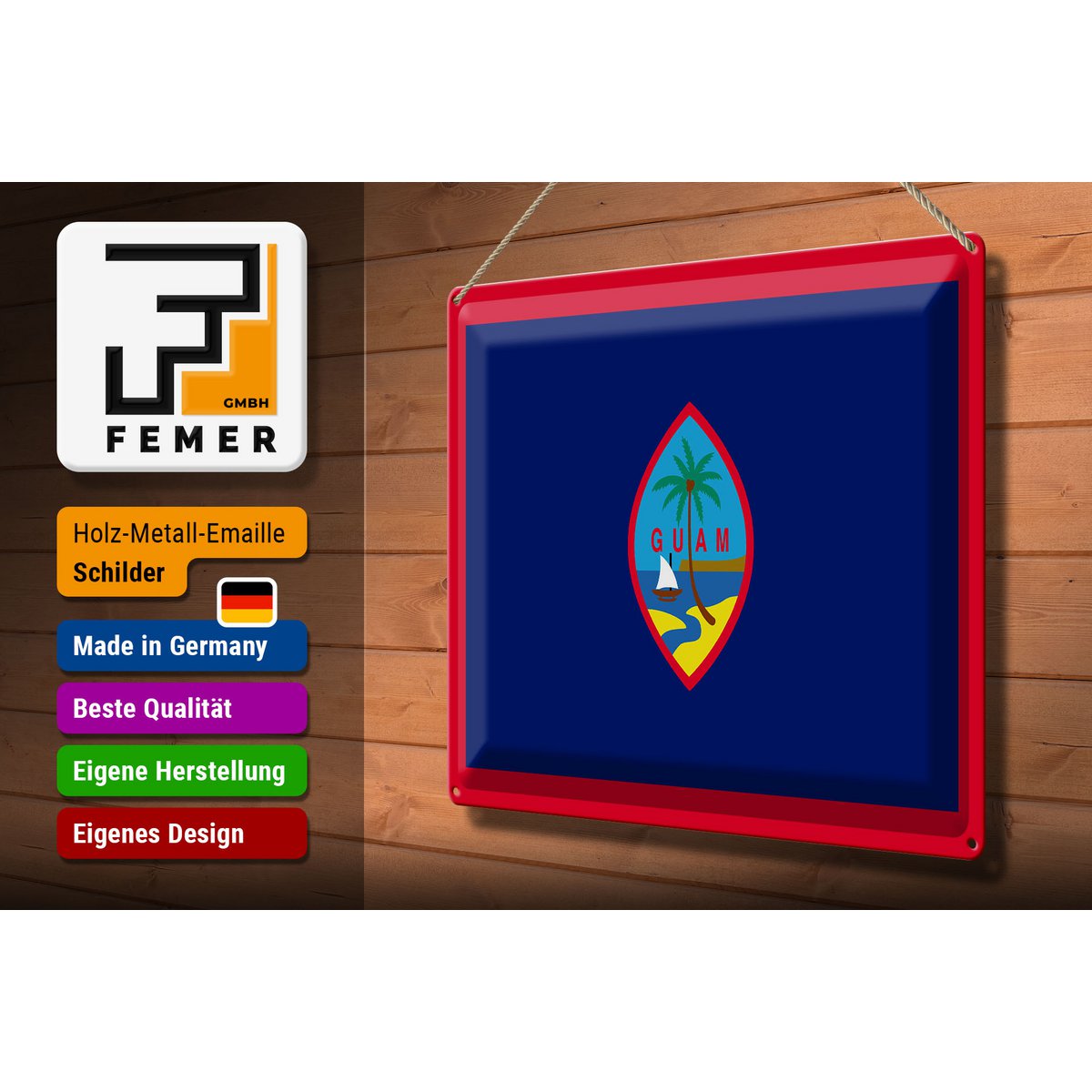 Tin Sign Flag of Guam 40x30cm Flag of Guam