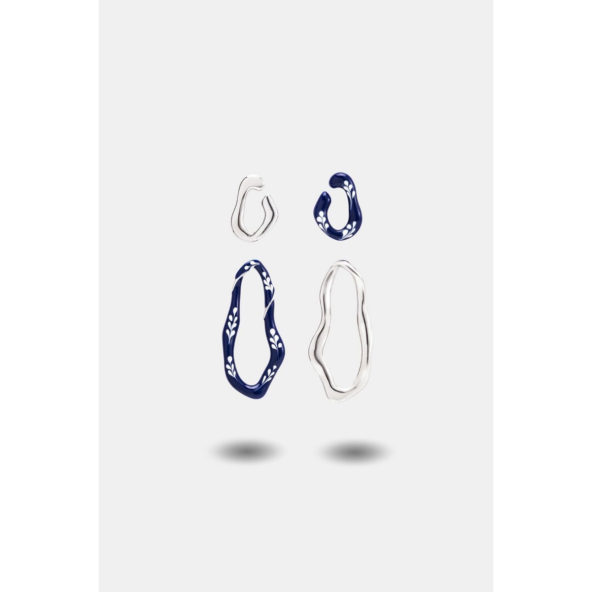 Varia Enamel 2-in-1 Earrings — Blue & Silver