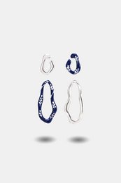 Varia Enamel 2-in-1 Earrings — Blue & Silver