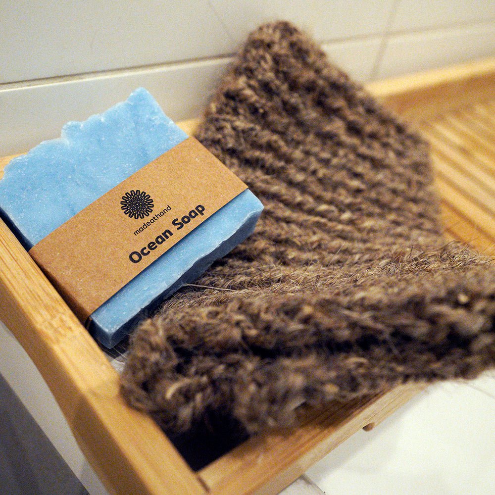 Badehandschuh aus Ziegenhaar und Meeresseife