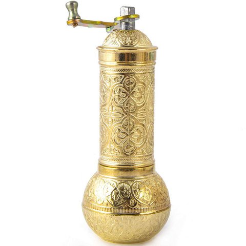 Metal spice mill - gold - large - 18 x 7cm