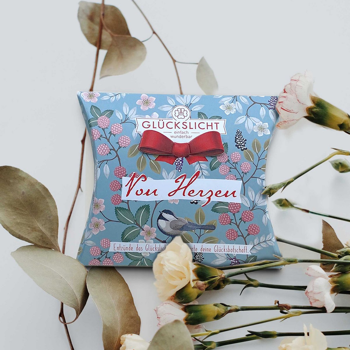 Gelukslampje / In een geschenkverpakking met uitgesneden strik 🎀 / Vintage / Vanuit het hart