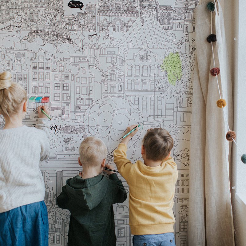 Carta da parati dipinta e murale XXL "Piccoli artisti"