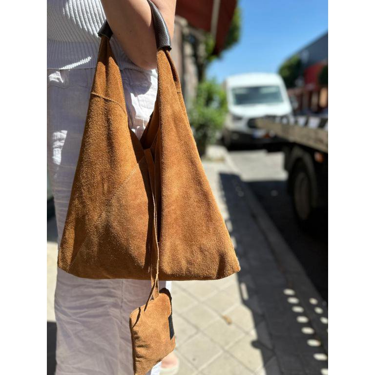 Bolso de Hombro de Piel de Serraje para Mujer con Monedero 57757