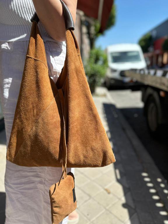 Bolso de Hombro de Piel de Serraje para Mujer con Monedero 57757
