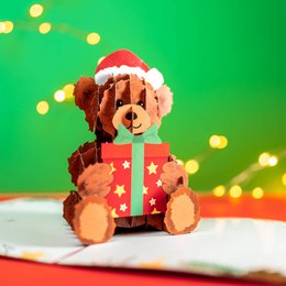 Kerst teddy pop-up kaart
