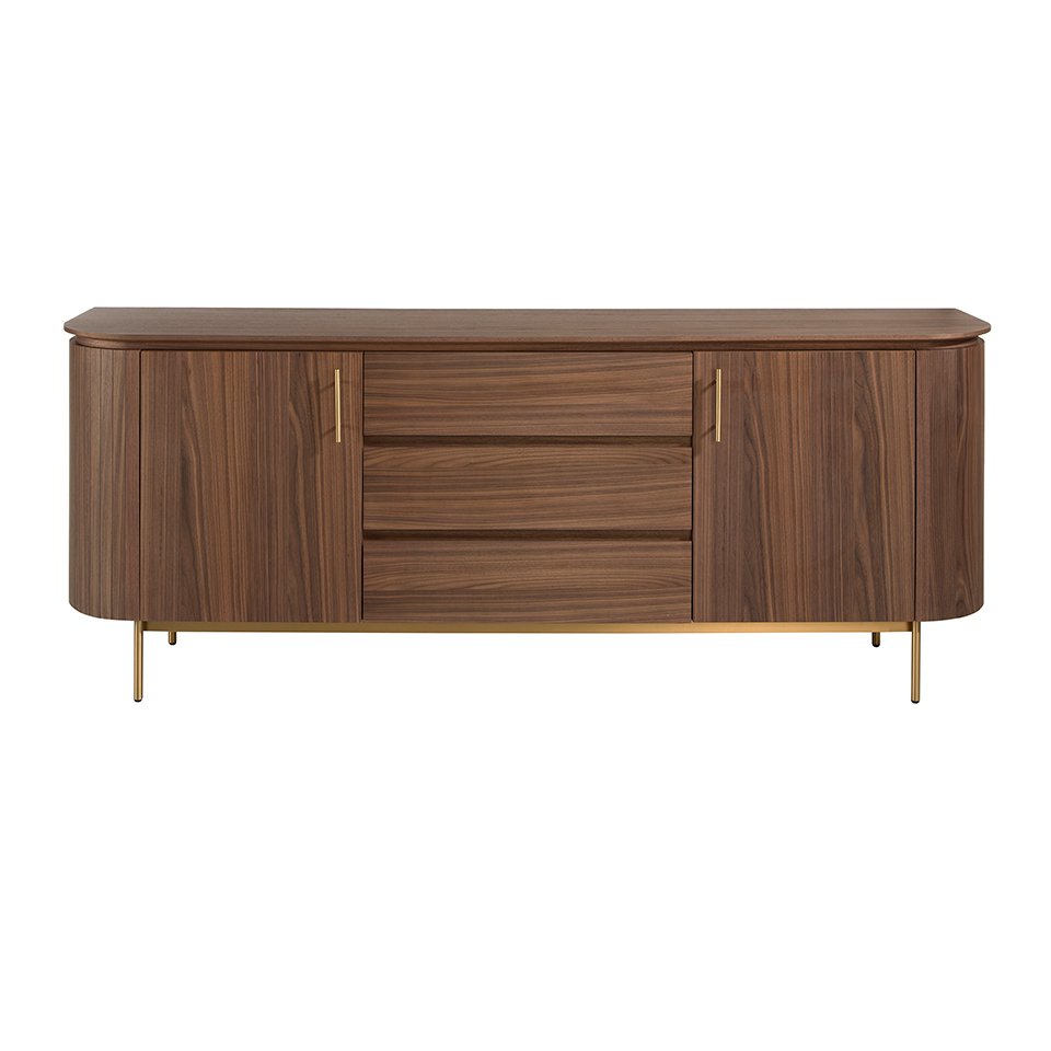 Sideboard in walnut wood and golden steel 3228