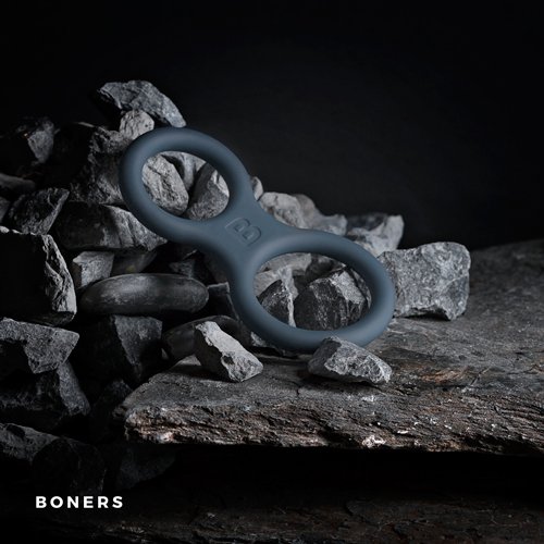 Boners - Cockring & Ballstretcher in silicone - Grigio