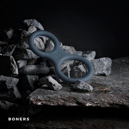 Boners – Penisring und Ballstretcher aus Silikon – Grau