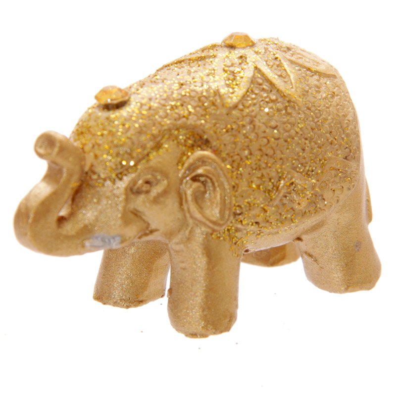 Metallisch glitzernder Glückselefant in einer Mini-Geschenktüte
