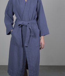 Cotton bathrobe Orion Solid Blueberry
