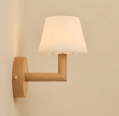 Ted Light Brown Wooden Rechargeable Wall Light