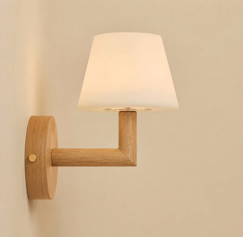 Ted Light Brown Wooden Rechargeable Wall Light