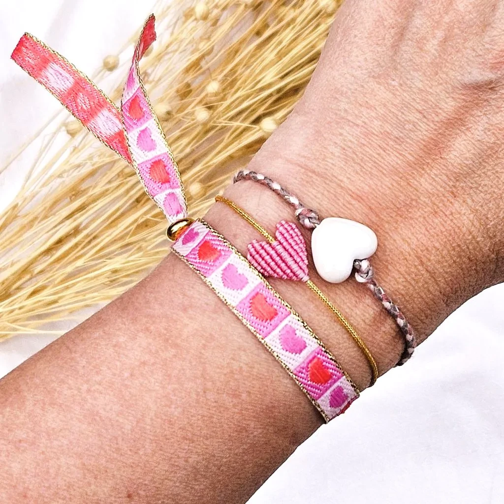 Bandarmband Herzen rosa/rot