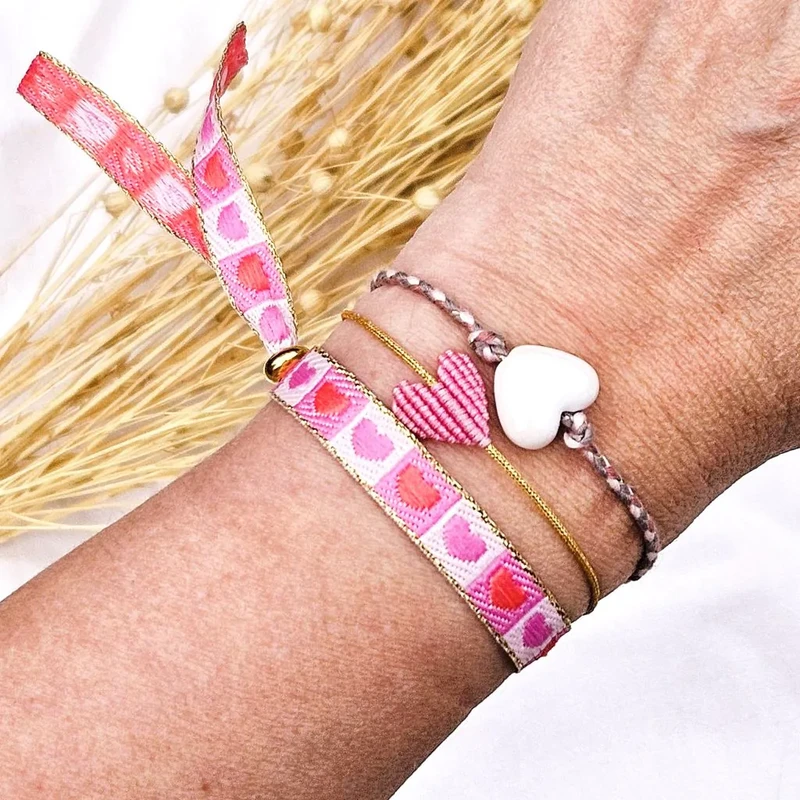 Bandarmband Herzen rosa/rot
