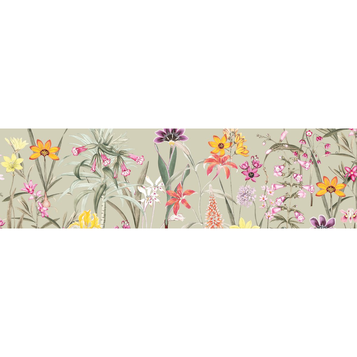 Zelfklevende rand "Botanical Garden" veelkleurig/groen-beige