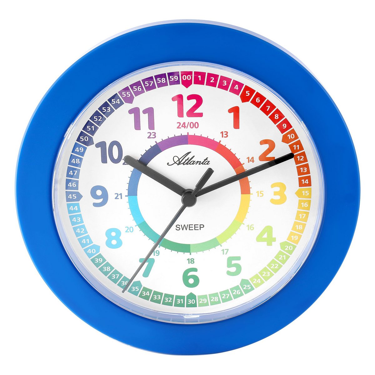 Atlanta wall clock for children, blue, Ø 22 cm