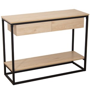 ENTRANCE TABLE BLACK METAL NATURAL WOOD 100X35X75CM, WOOD: DM ST84620