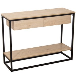 ENTRANCE TABLE BLACK METAL NATURAL WOOD 100X35X75CM, WOOD: DM ST84620