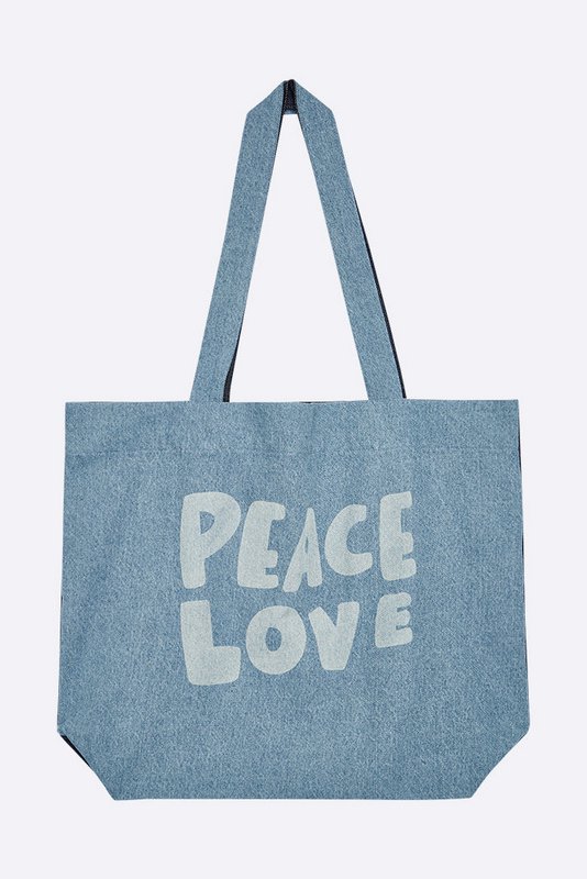 Peace Love bag made of denim