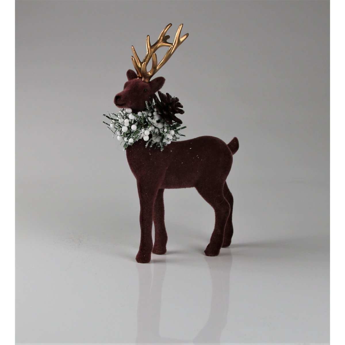 Hirsch aubergine m.Schal Flock 22cm VE:12