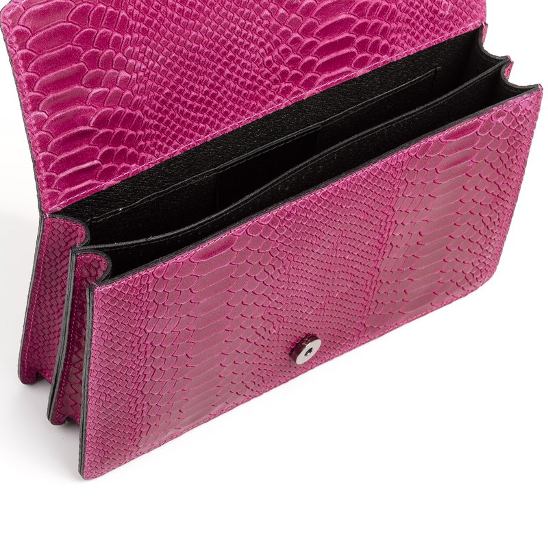 Florence Artegiani. Luce Women's Handbag. Genuine Leather Suede Engraving Snake